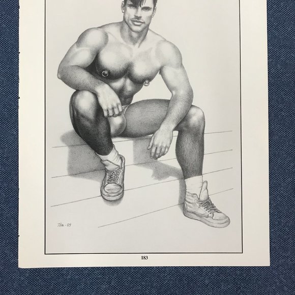 Art Page/Print TOM of FINLAND Art Book - Retrospective #2 1989 Nipple Ring TF184 - Picture 3 of 4